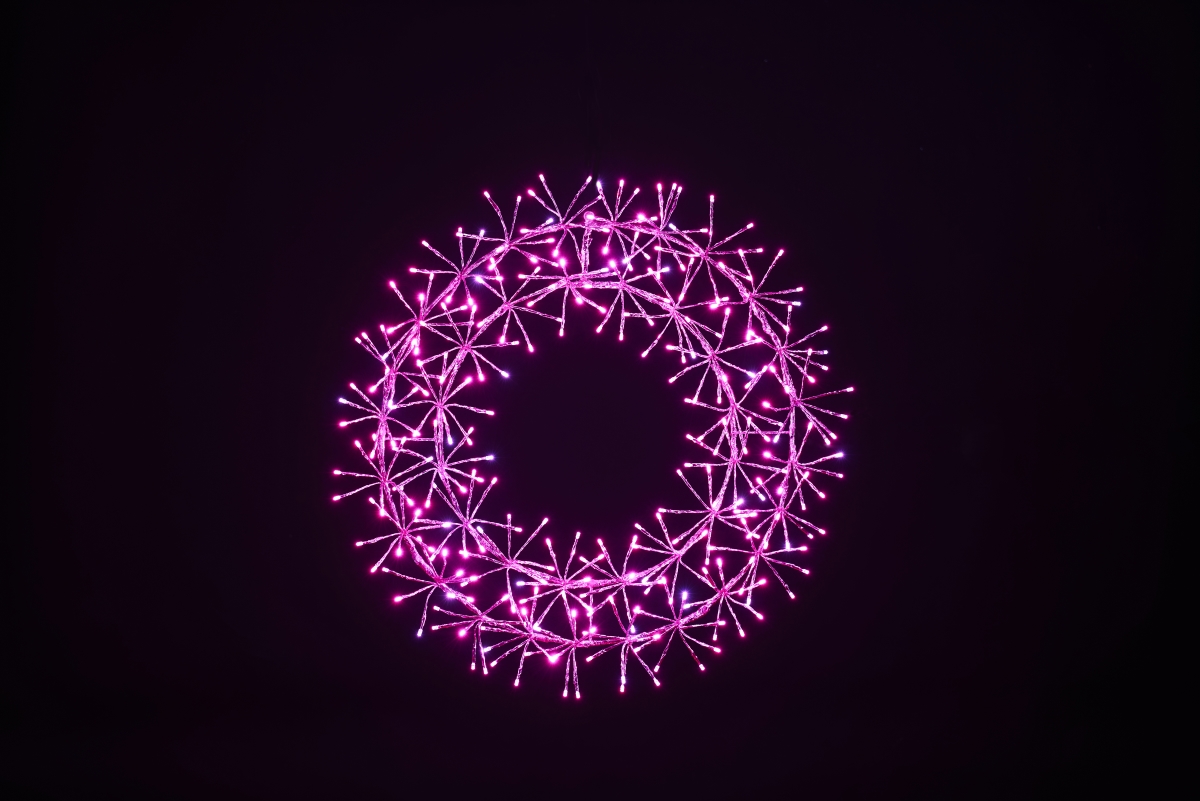 2 ft. Pink Micro LED Wreath with Pink Frame