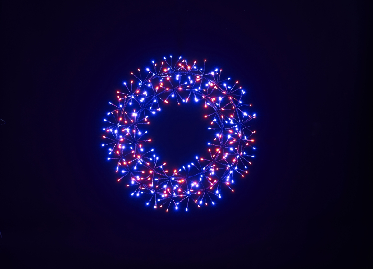 2 ft. Purple & Orange Micro LED Wreath with Black Frame