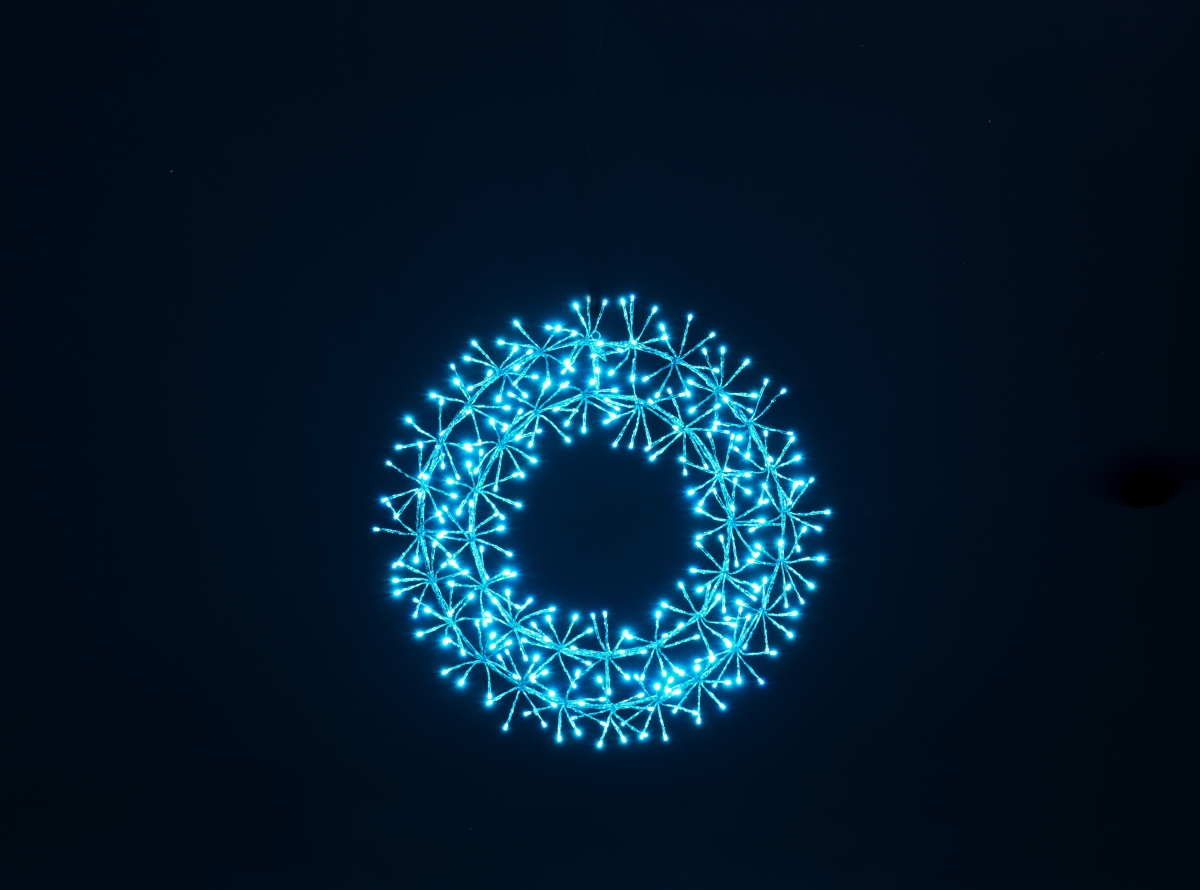 2 ft. Teal Micro LED Wreath with Teal Frame