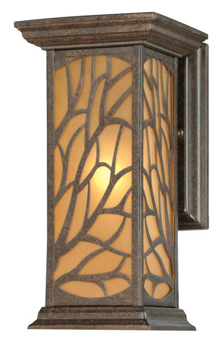 One-Light Outdoor Wall Lantern Victorian Bronze with Frosted Glass, Amber