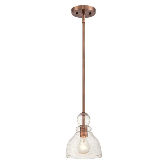 1 Light Mini Pendant Washed Copper Finish with Clear Seeded Glass -  BrilliantBulb, BR2690070