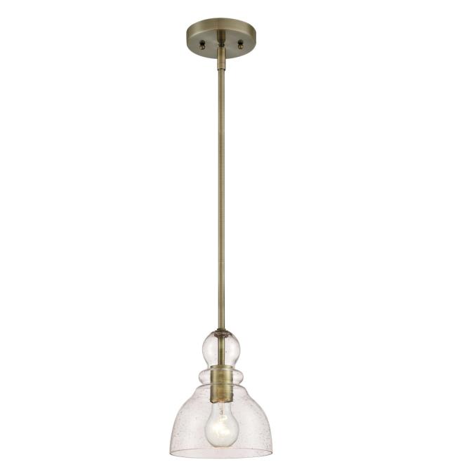 1 Light Mini Pendant Antique Brass Finish with Clear Seeded Glass -  BrilliantBulb, BR1648225