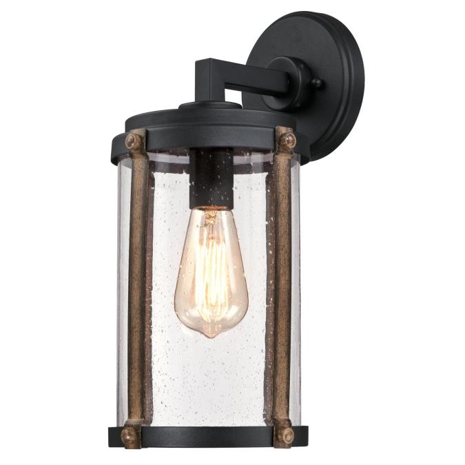 Picture of Westinghouse Lighting 6358800 1 Light Wall Fixture Accents & Clear Seeded Glass&#44; Textured Black & Barnwood