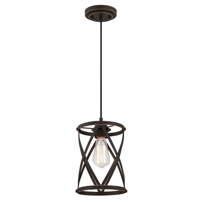 Picture of Westinghouse Lighting 6362200 11.22 x 8.86 x 8.86 in. 1 Light Mini Pendant&#44; Oil Rubbed Bronze & Highlights