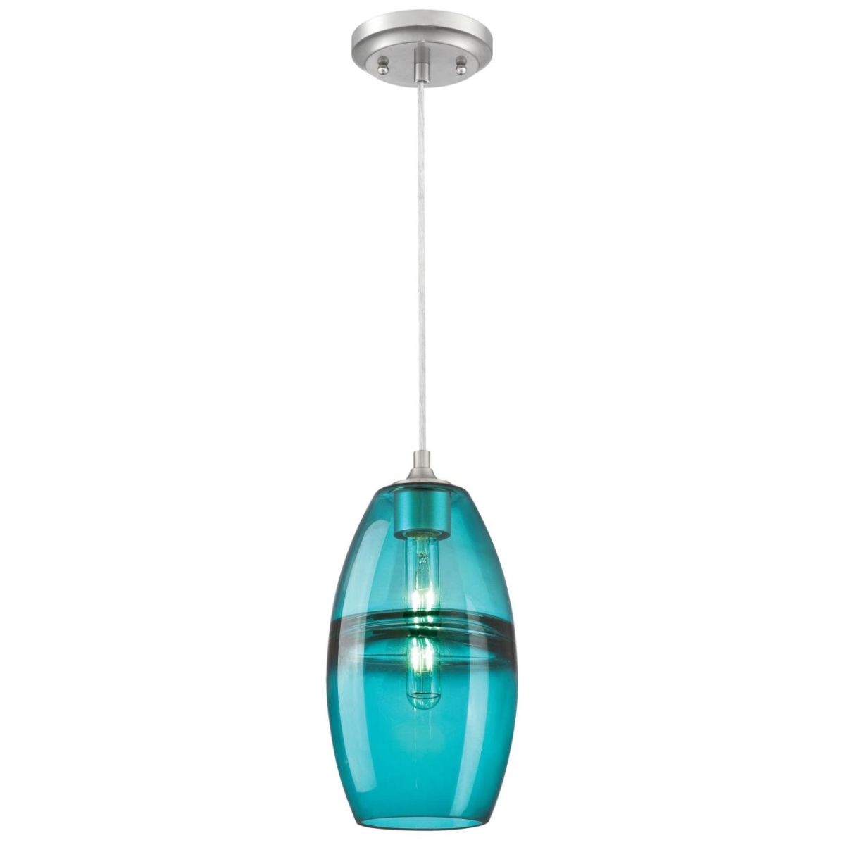 Picture of Westinghouse Lighting 6366300 Mini Pendant with Turquoise Glass - Brushed Nickel