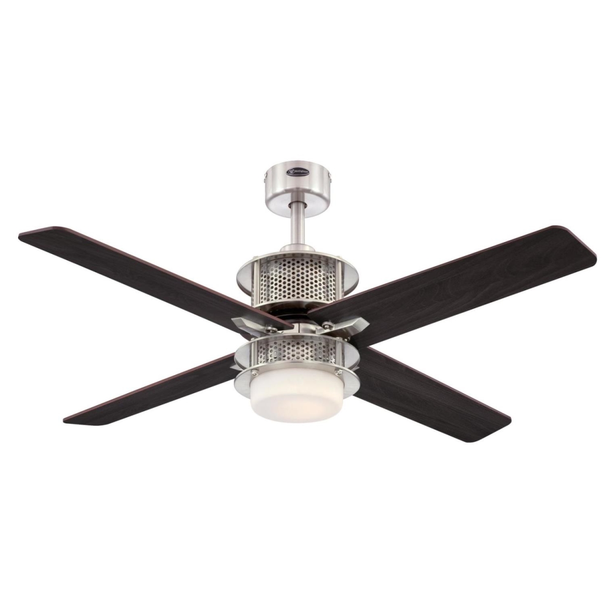 Picture of Westinghouse 7221100 48 in. Brushed Nickel Indoor Ceiling Fan with Reversible Blades Wengue & Graphite&#44; Opal Frosted Glass