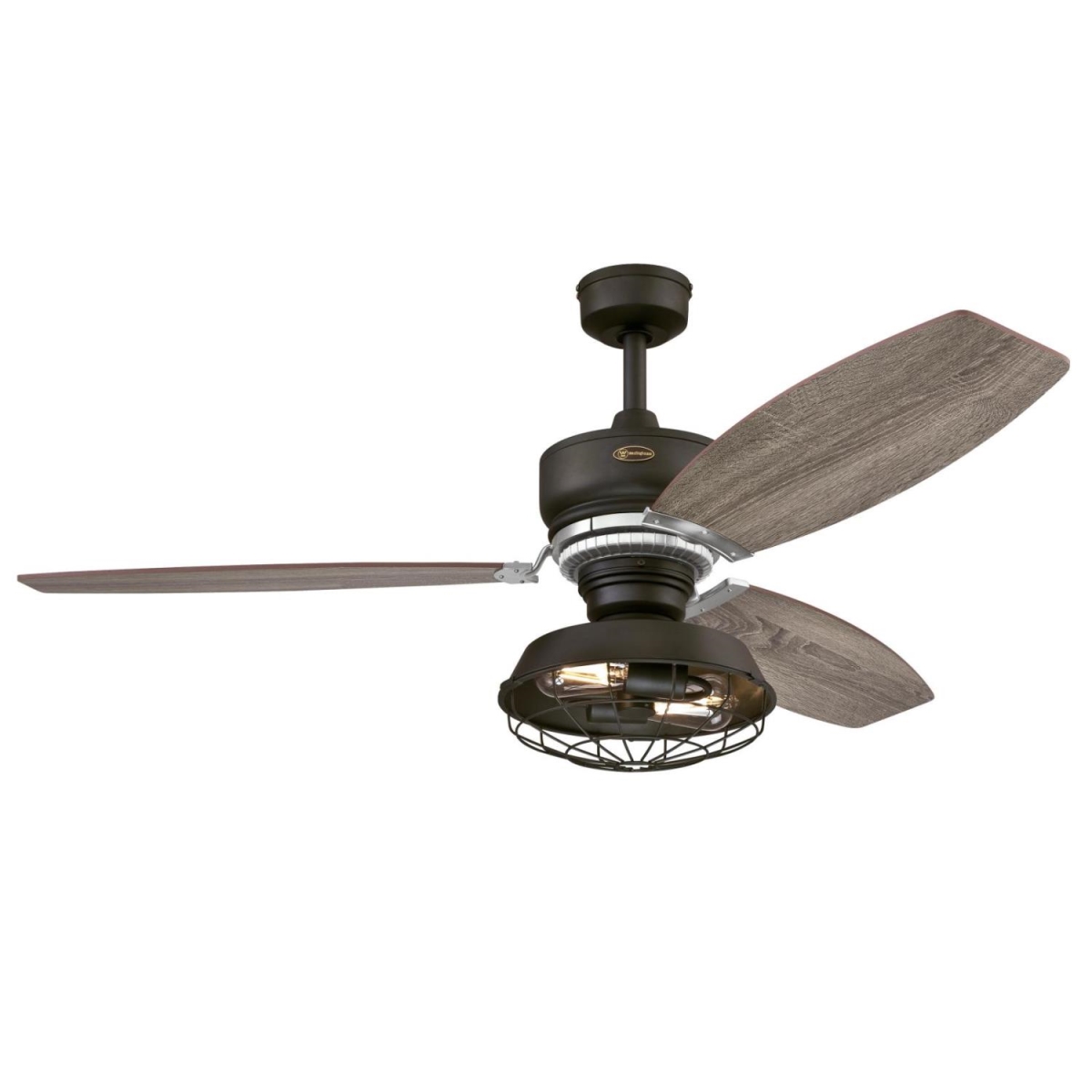 Picture of Westinghouse 7223500 54 in. Weathered Bronze Indoor Ceiling Fan with Reversible Blades Driftwood & Reclaimed Hickory&#44; Metal Shade & Removable Cage