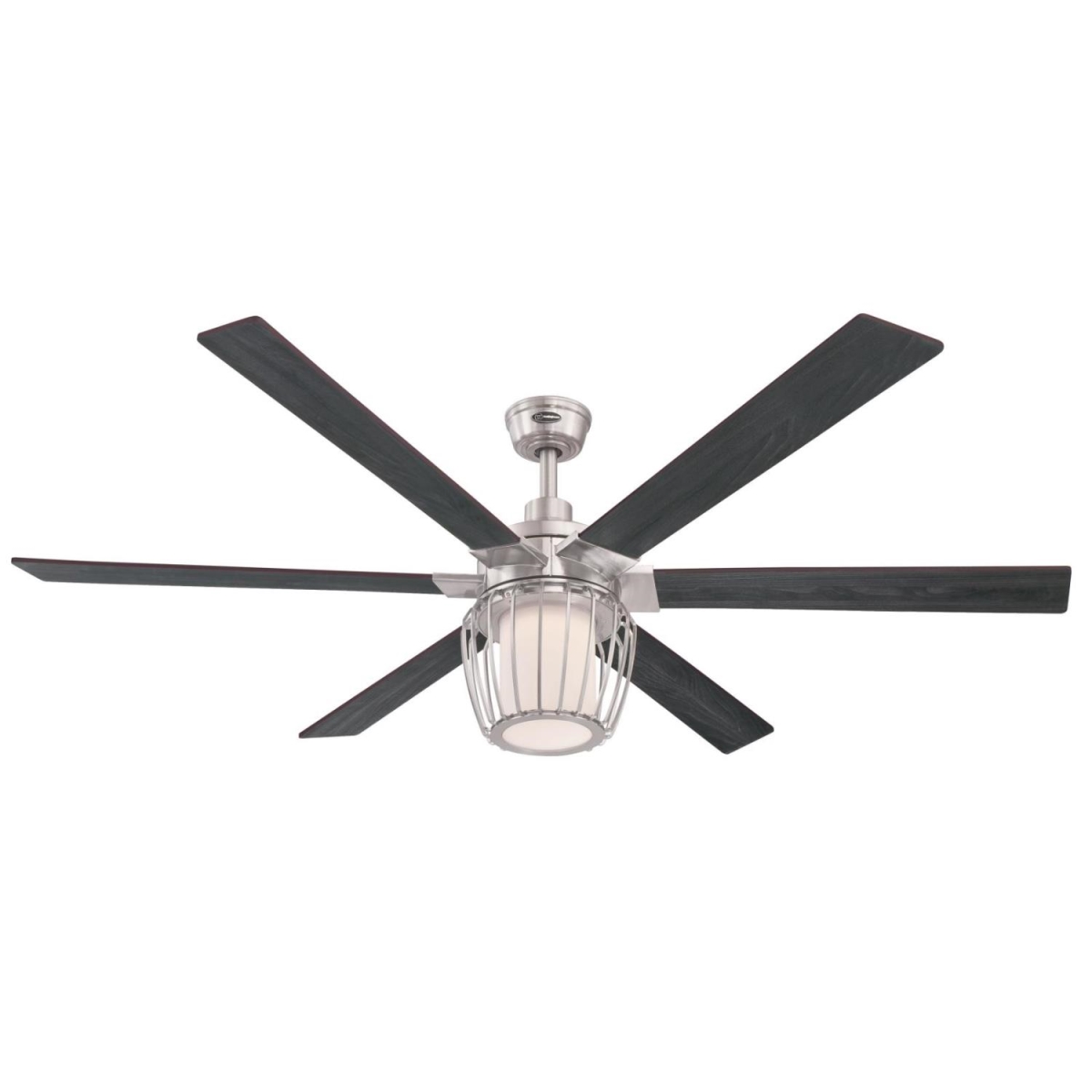 Picture of Westinghouse 7225000 60 in. Brushed Nickel Cage Shade Indoor Ceiling Fan with Reversible Blades Wengue & Beech&#44; Frosted Glass