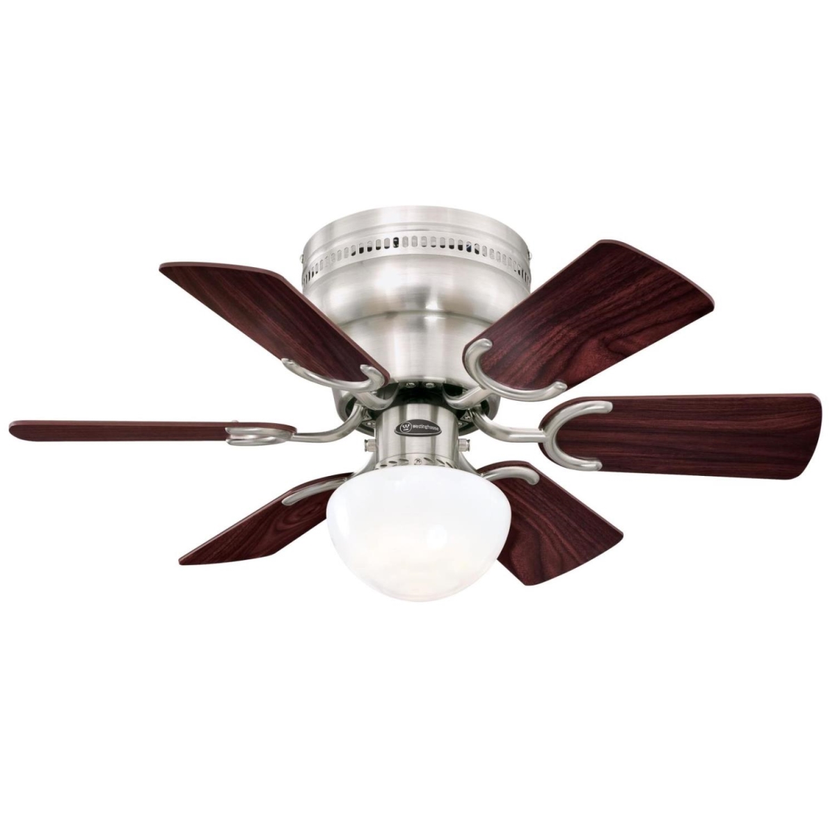 Picture of Westinghouse 7230700 30 in. Brushed Nickel Finish Reversible Blades Opal Mushroom Glass&#44; Rosewood & Light Maple