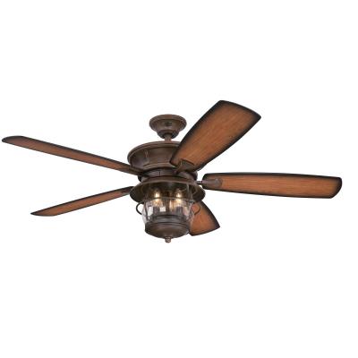 52 in. Aged Walnut Finish Reversible ABS Blades Clear Seeded Glass, Dark Cherry with Shaded Edge & Walnut