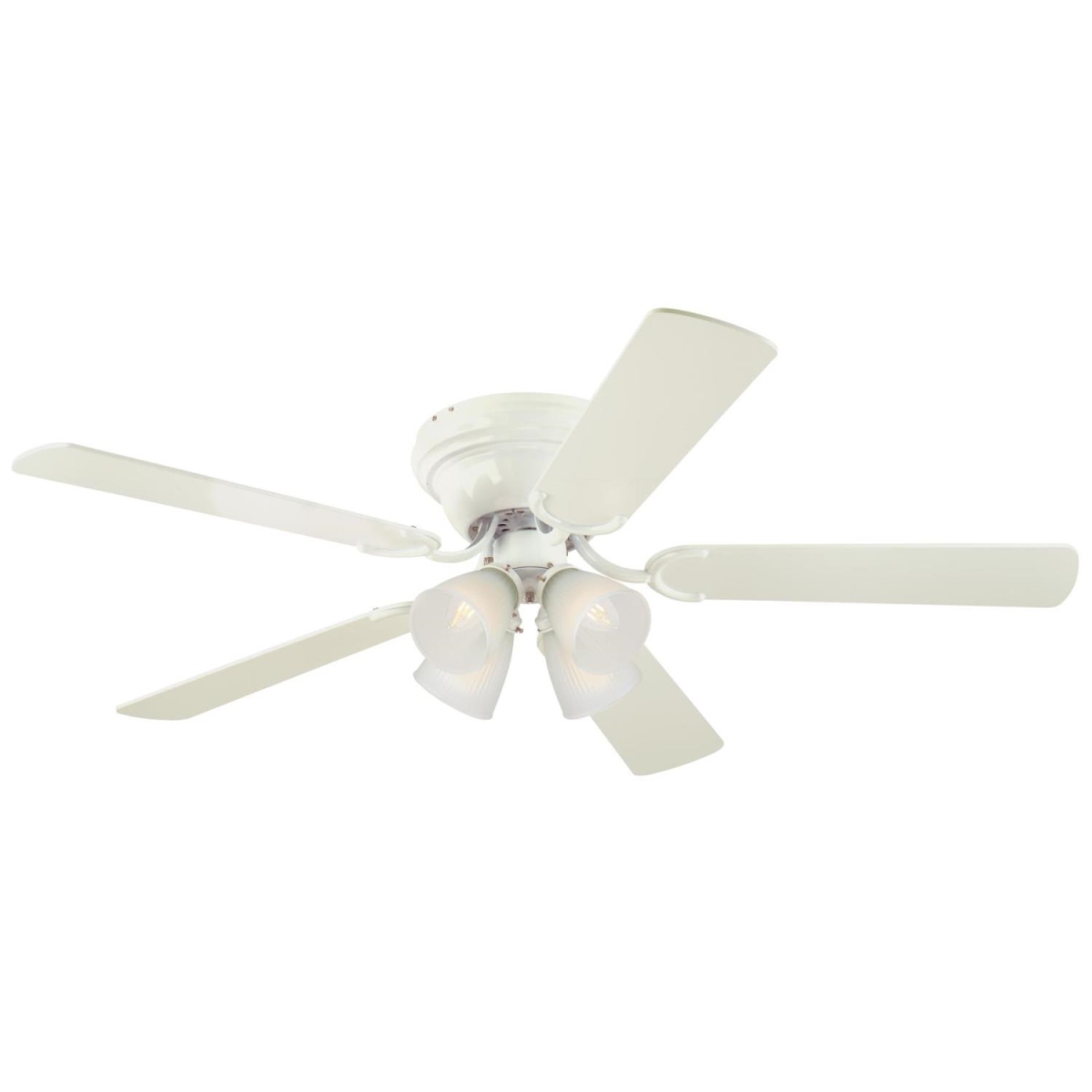 Picture of Westinghouse 7232300 52 in. Ceiling Fan with Dimmable LED Light Fixture White Finish Reversible Blades White & White Washed Pine Frosted Ribbed Glass