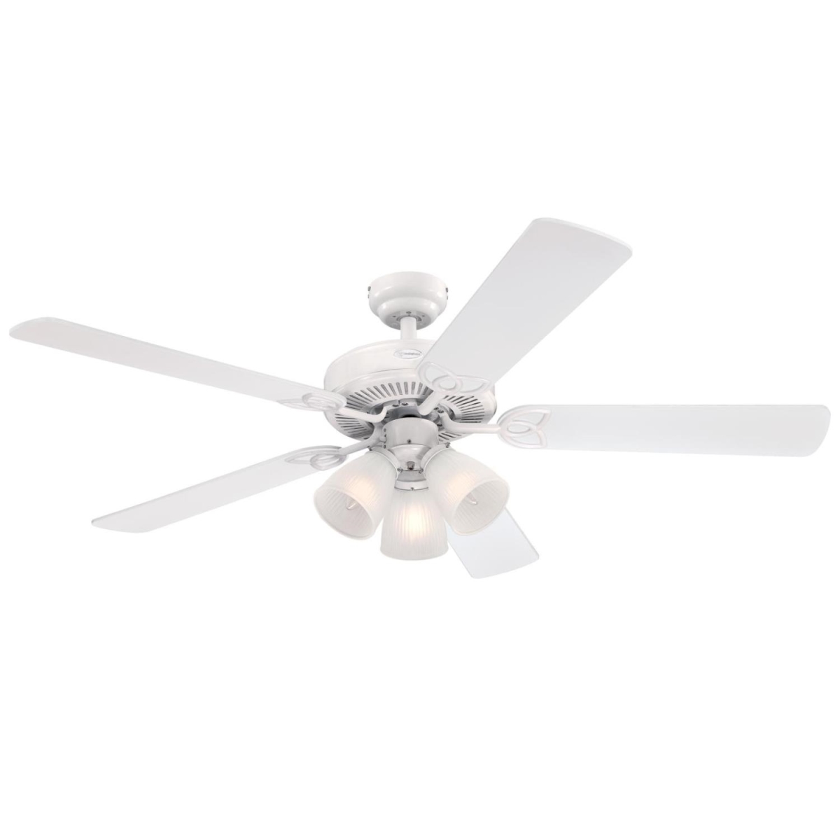 Picture of Westinghouse 7236400 52 in. Ceiling Fan with Dimmable LED Light Fixture White Finish Reversible Blades White & White Washed Pine Frosted Ribbed Glass