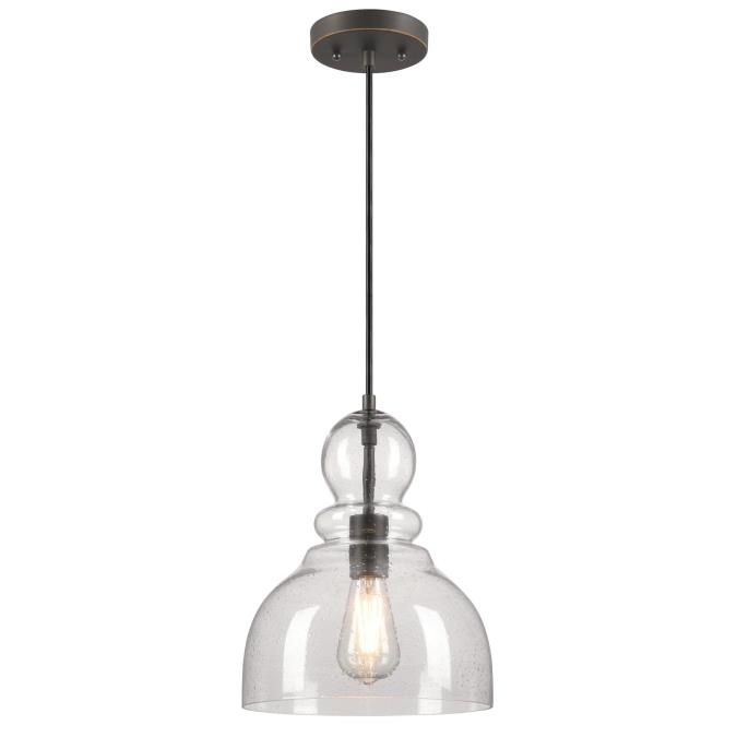 Fiona One Light Indoor Pendant, Black-Bronze with Highlights & Clear Seeded Glass -  BrilliantBulb, BR4453465