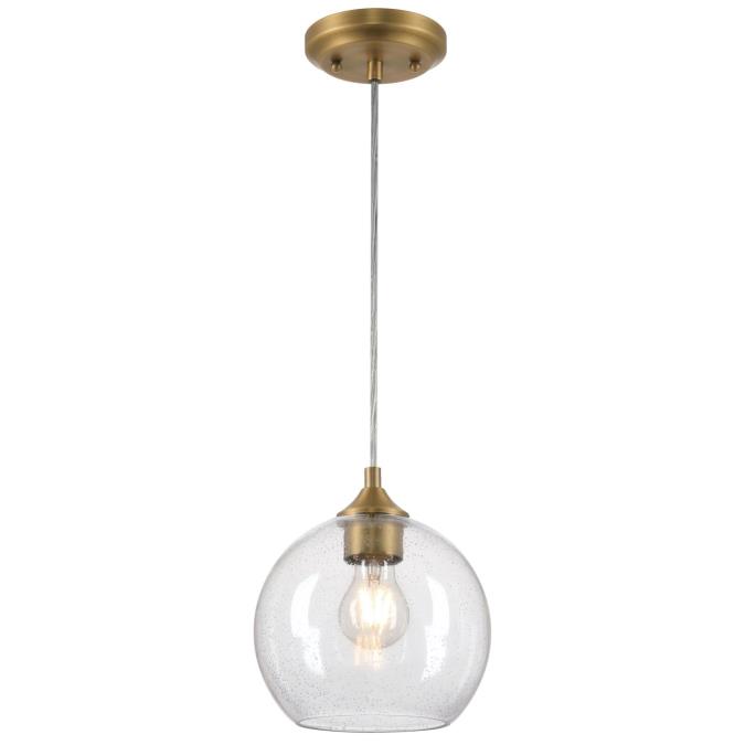 Tatze One Light Indoor Mini Pendant, Brushed Brass & Clear Seeded Glass -  BrilliantBulb, BR4453472