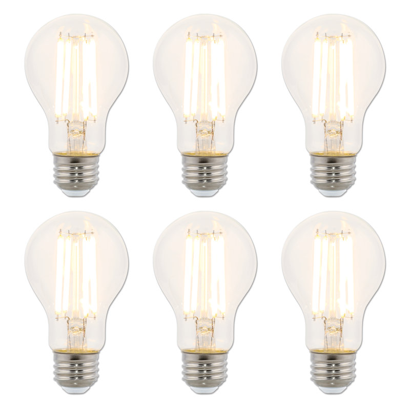 10W, 100W Equivalent Clear A19 Dimmable Filament LED Light Bulb - Medium Base - Pack of 6