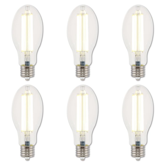 32 watt & 175 watt HID Equivalent Daylight ED28 High Lumen Filament LED Light Bulb with Extended Mogul Base - Pack of 6