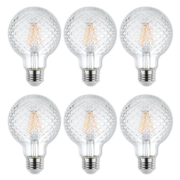 5.5 watt & 40 watt Equivalent Clear Cut Glass G25 Dimmable Filament LED Light Bulb with Medium Base - Pack of 6