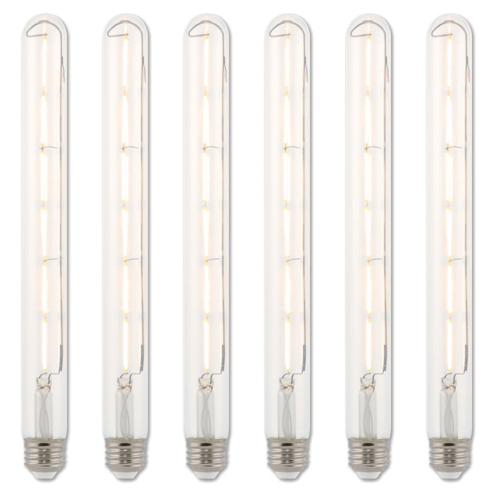 6.5 watt & 75 watt Equivalent Clear T9 Dimmable Filament LED Light Bulb with Medium Base - Pack of 6