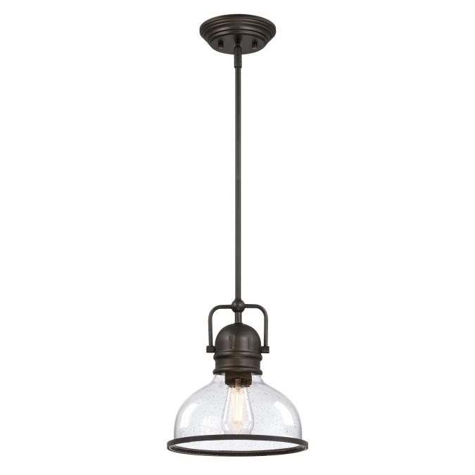 Boswell One Light Indoor Pendant, Black-Bronze & Clear Seeded Glass -  BrilliantBulb, BR4453480