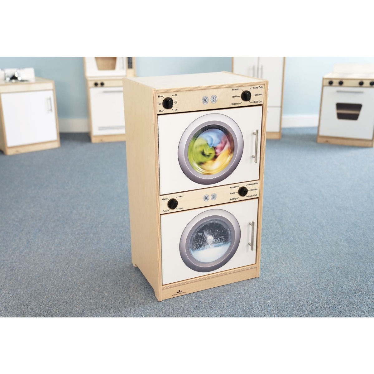 Indoor Modern Toddler Compact Playstation Contemporary Washer & Dryer, White