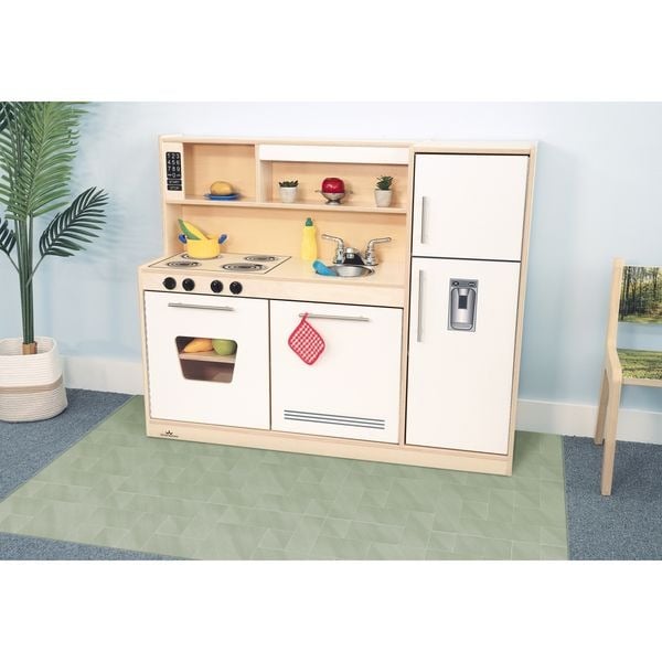 Indoor Modern Toddler Compact Playstation Contemporary Kitchen Combo, White