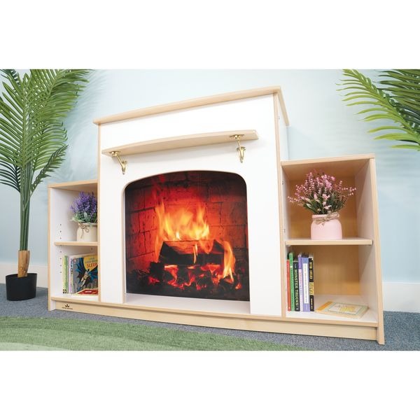 Indoor Modern Toddler Compact Playstation Warm & Welcoming Fireplace, White
