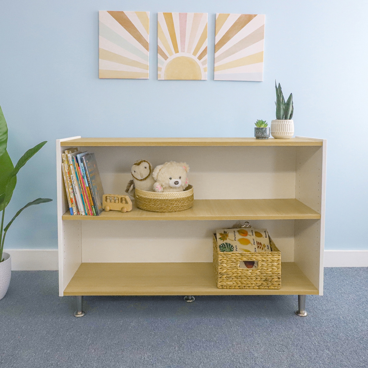 WB1918 33 in. Adjustable Shelf Cabinet - Brown & White