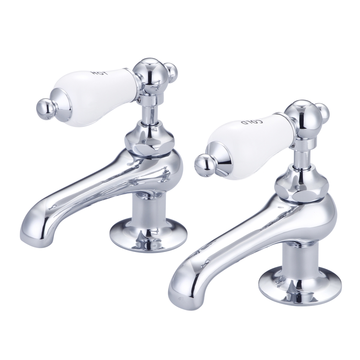Vintage Classic Basin Cocks Lavatory Faucets - Silver & Chrome
