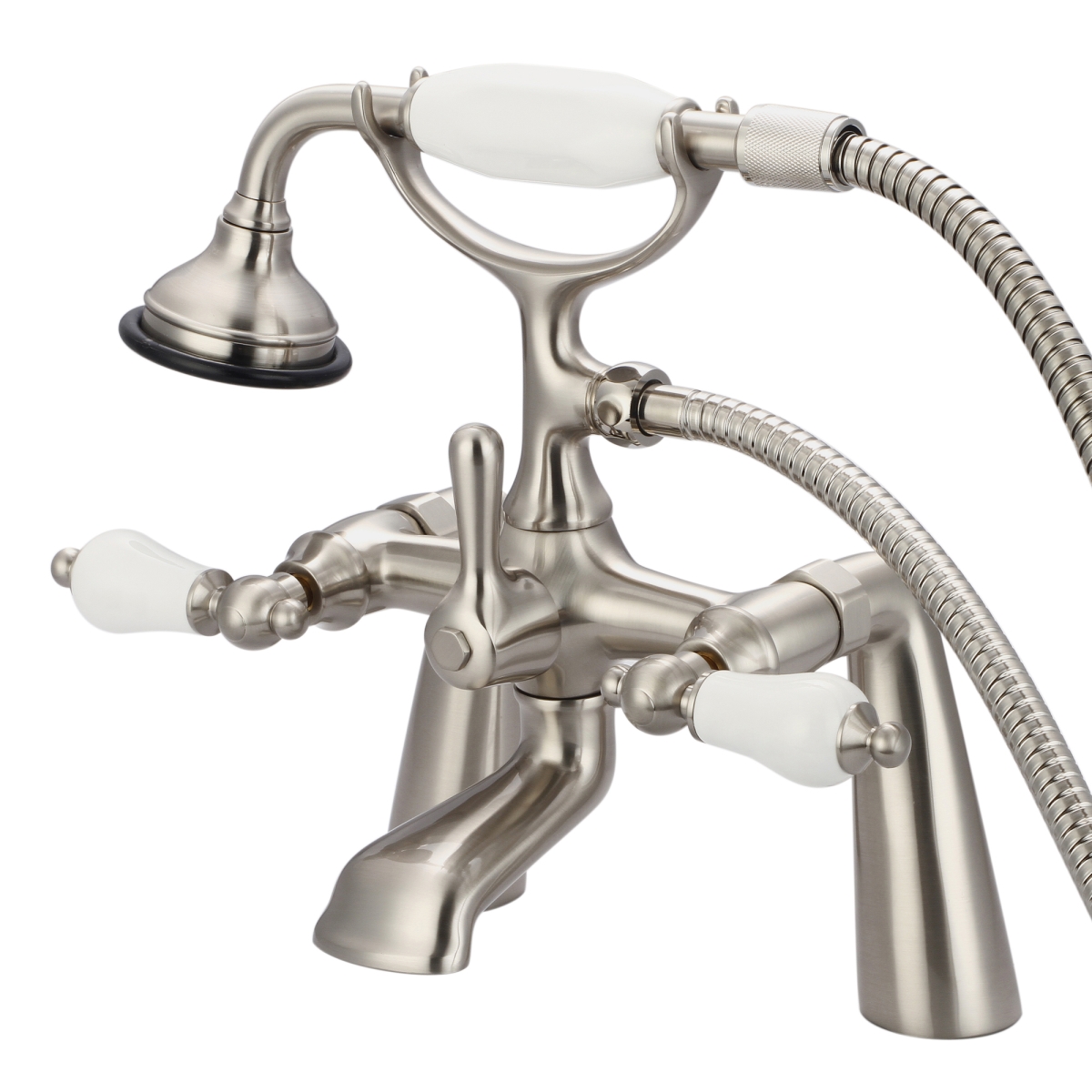 F6-0003-02-PL 7 in. Vintage Classic Spread Deck Mount Tub Faucet - Brushed Nickel, Grey -  Water Creation