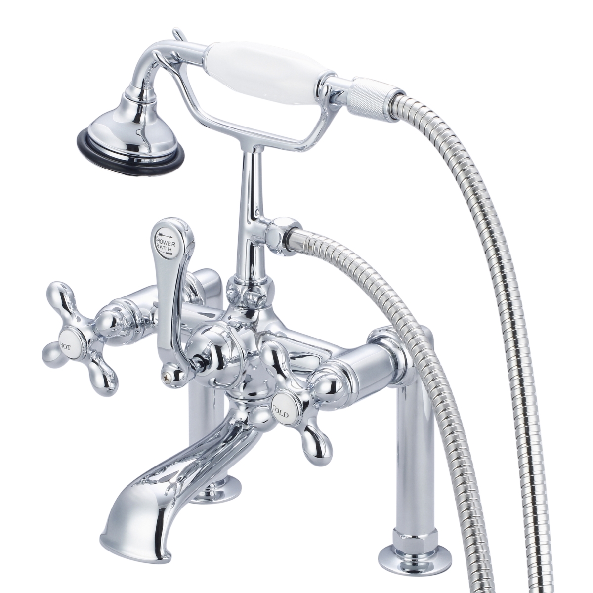 F6-0006-01-AX Vintage Classic 7 in. Spread Deck Mount Tub Faucet - Chrome, Silver