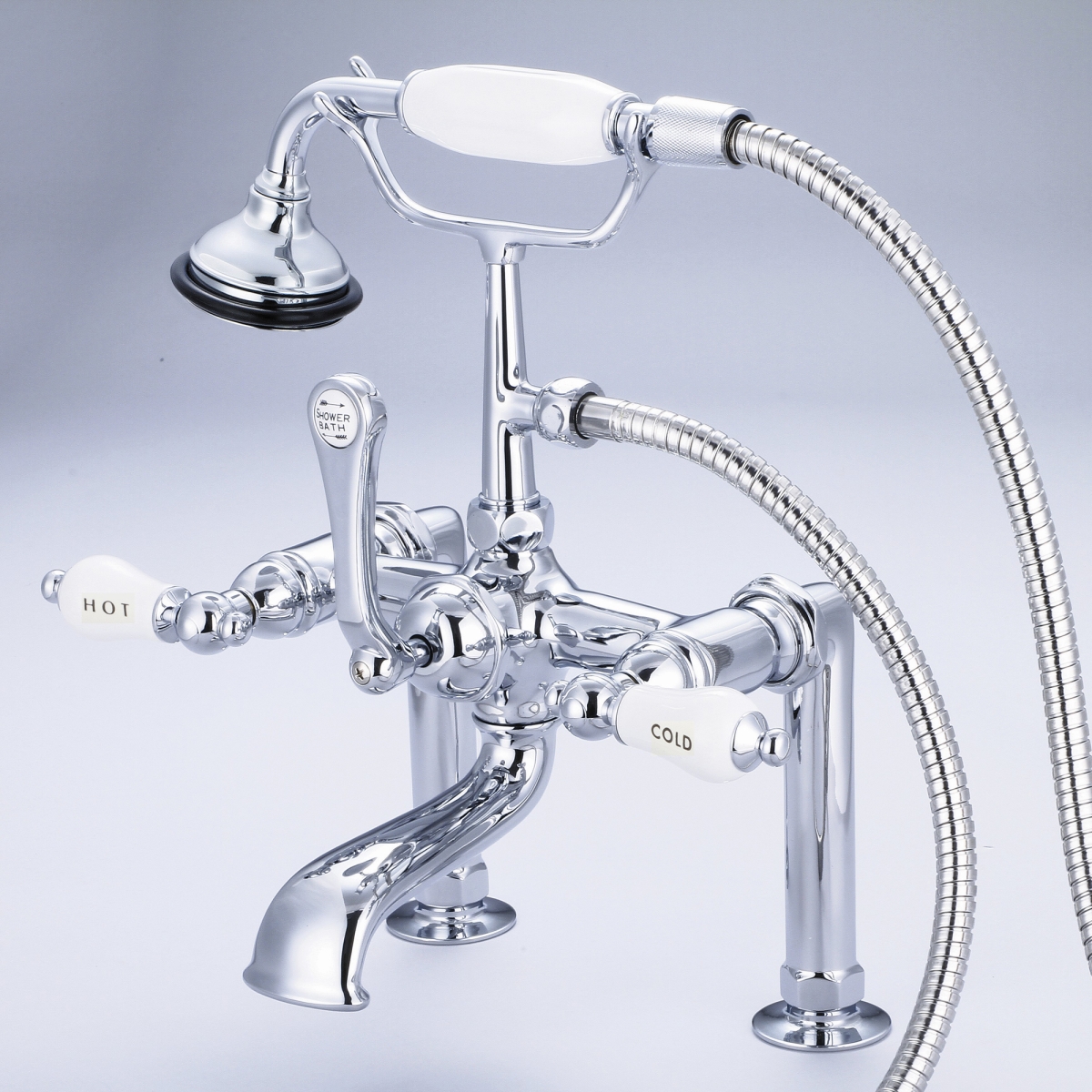F6-0006-01-CL Vintage Classic 7 in. Spread Deck Mount Tub Faucet - Chrome, Silver -  Water Creation