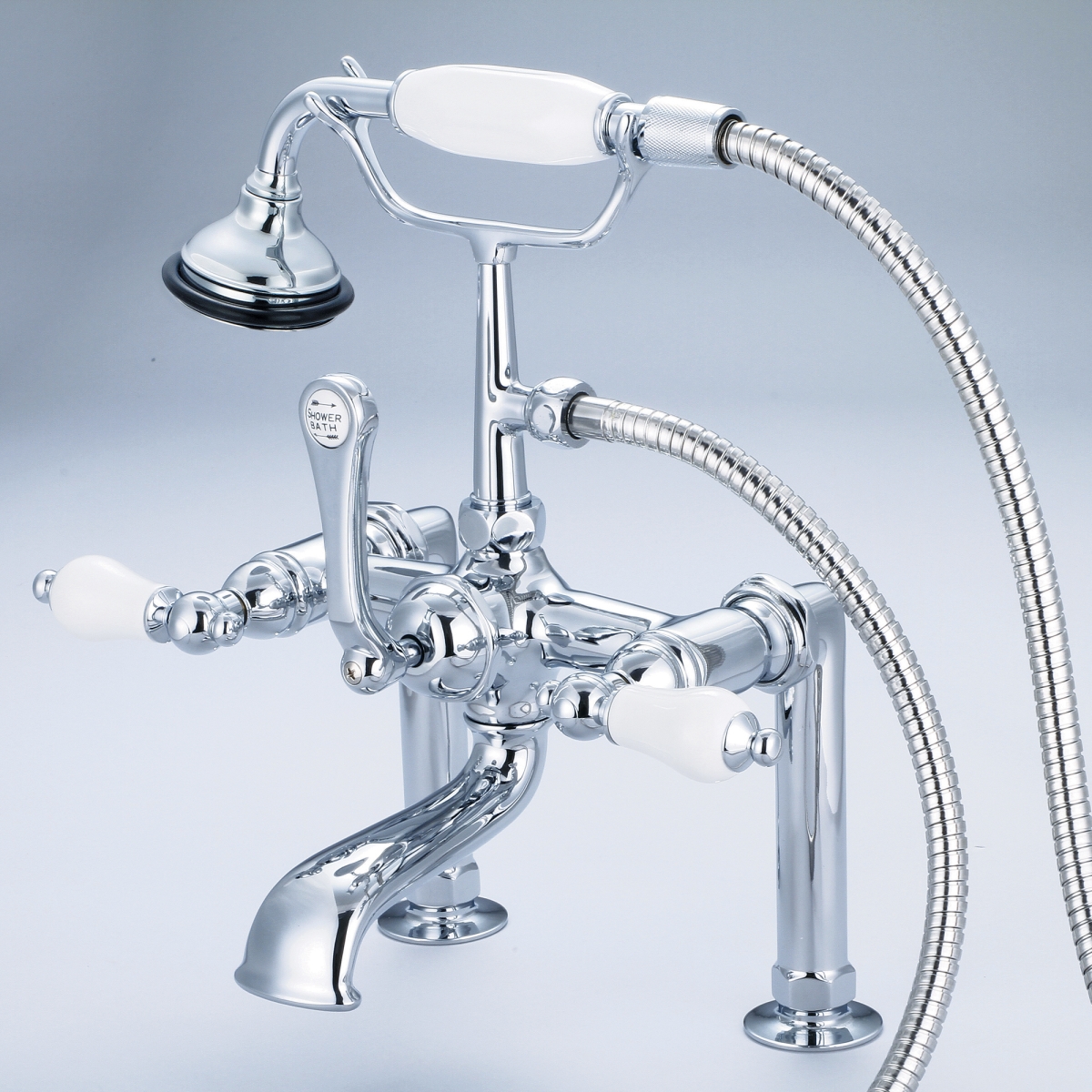 F6-0006-01-PL Vintage Classic 7 in. Spread Deck Mount Tub Faucet - Chrome, Silver -  Water Creation