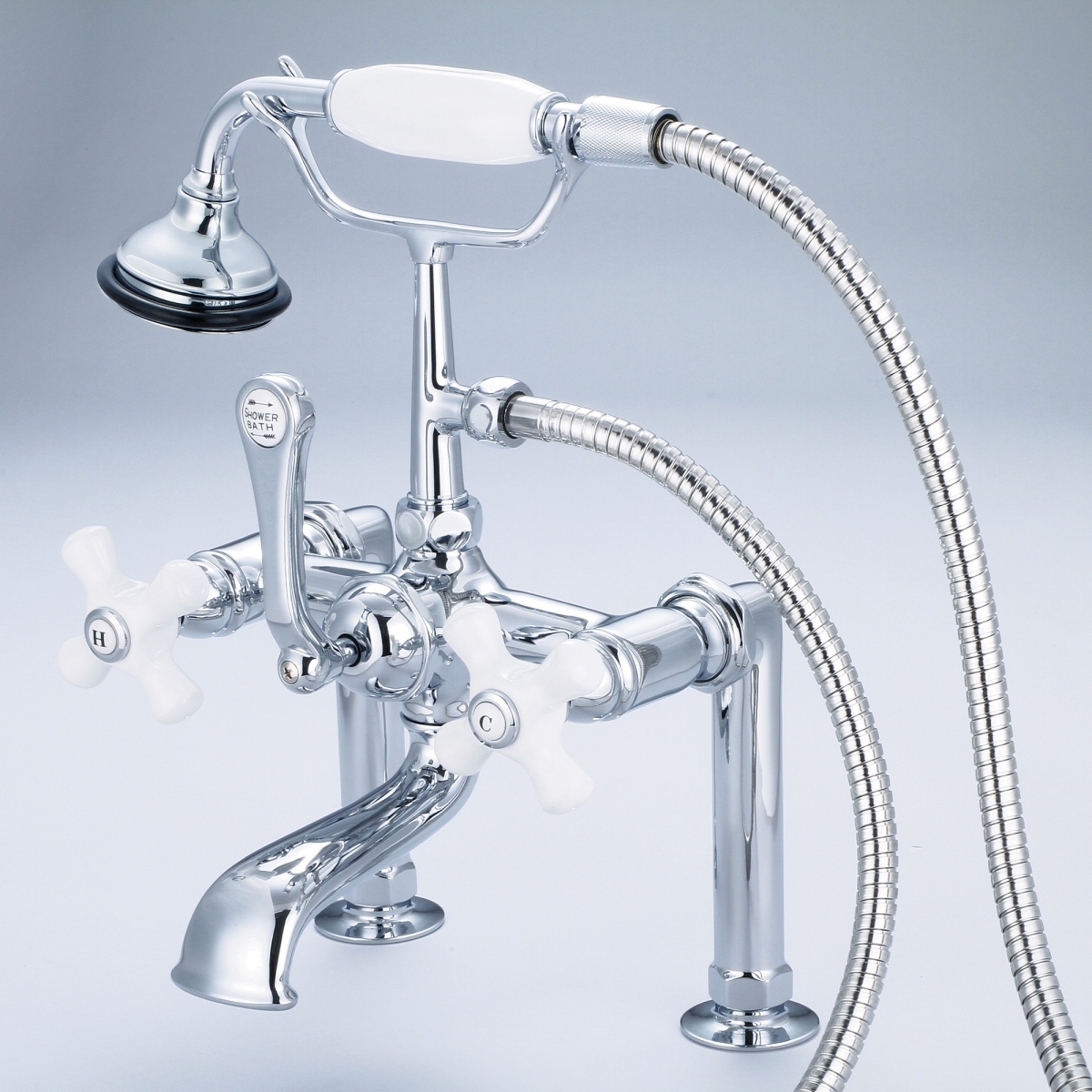 F6-0006-01-PX Vintage Classic 7 in. Spread Deck Mount Tub Faucet - Chrome, Silver -  Water Creation