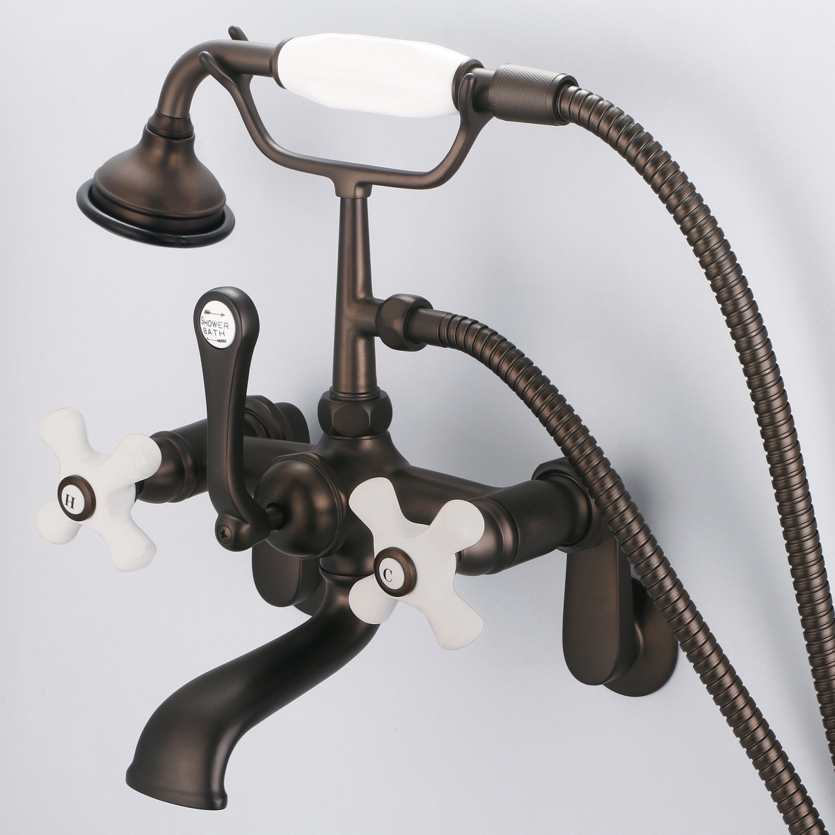 F6-0009-03-PX Brown Vintage Classic Adjustable Center Wall Mount Tub Faucet - Oil-Rubbed Bronze -  Water Creation