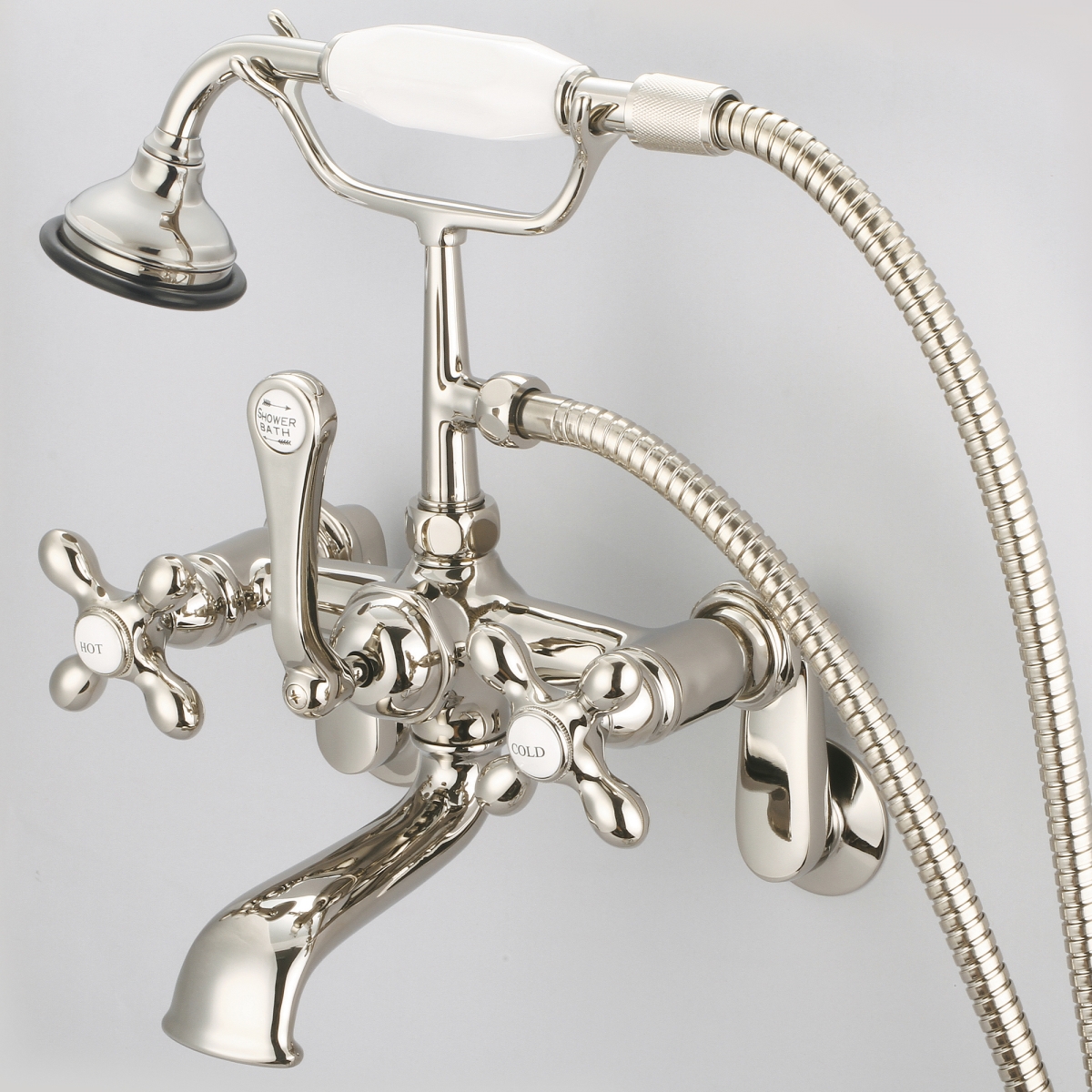 F6-0009-05-AX Ivory Vintage Classic Adjustable Center Wall Mount Tub Faucet - Polished Nickel -  Water Creation