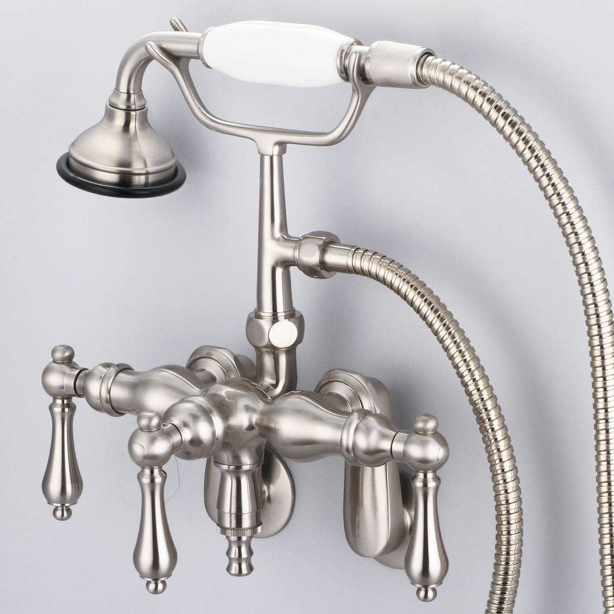 F6-0018-02-AL Gray Vintage Classic Adjustable Center Wall Mount Tub Faucet - Brushed Nickel -  Water Creation