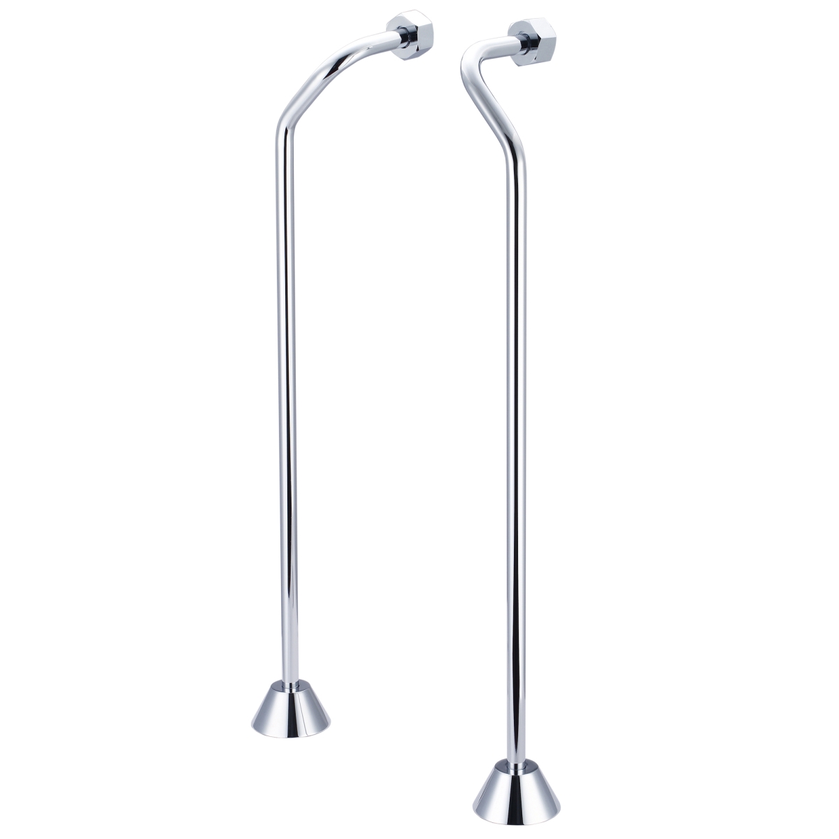 SL-0003-01 Double Offset Supply for Claw Foot or Elegant Tubs - Silver & Chrome