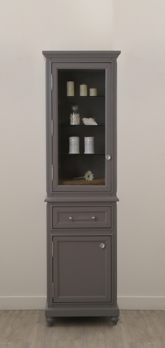 DERBY-LC-G Derby Collection Linen Cabinet - Cashmere Gray & Chrome