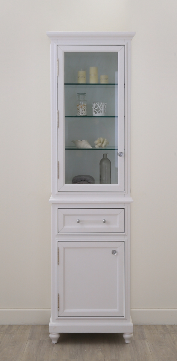 DERBY-LC-W Derby Collection Linen Cabinet - Pure White & Chrome