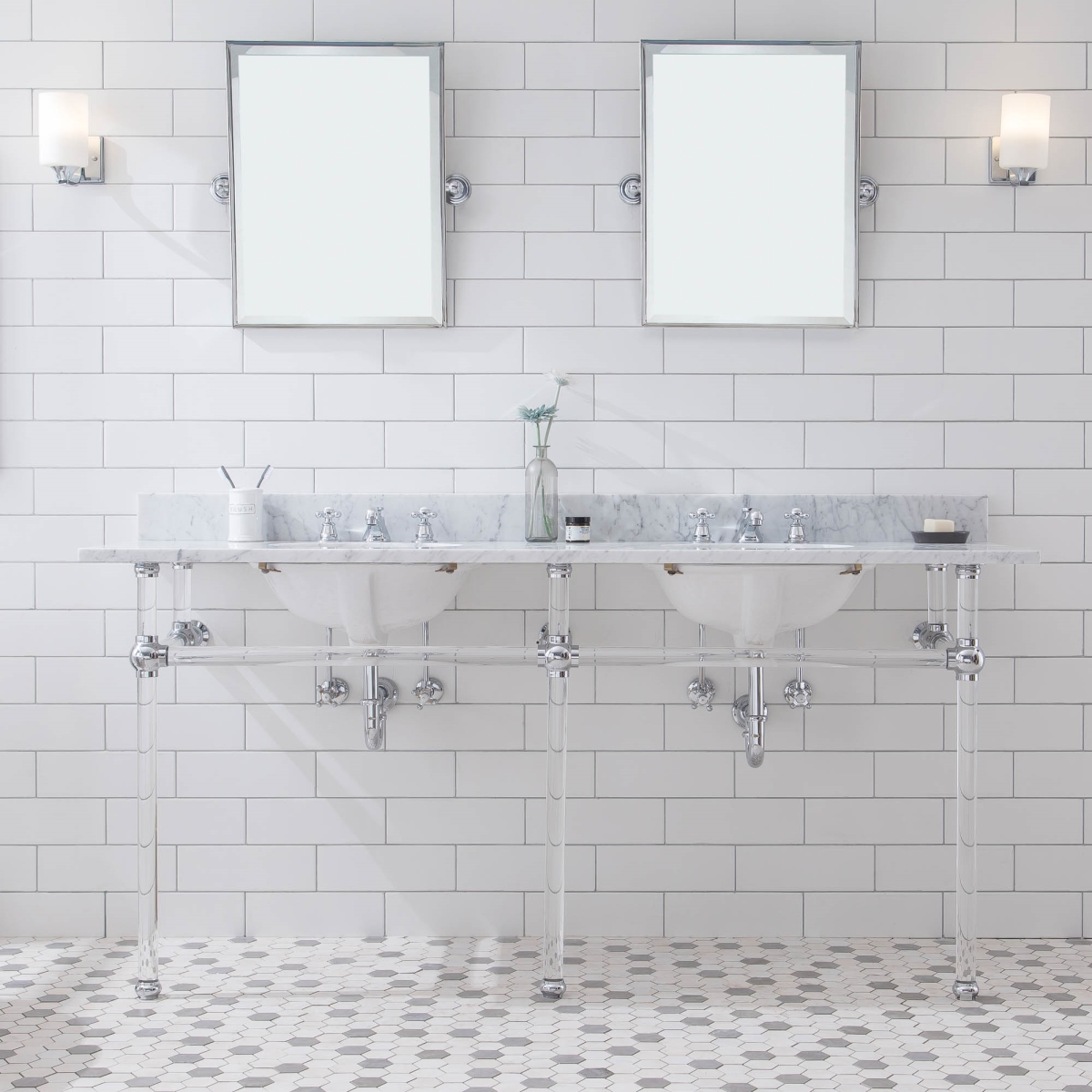 EP72A-0100 72 in. Empire Wide Double Wash Stand Only in Chrome