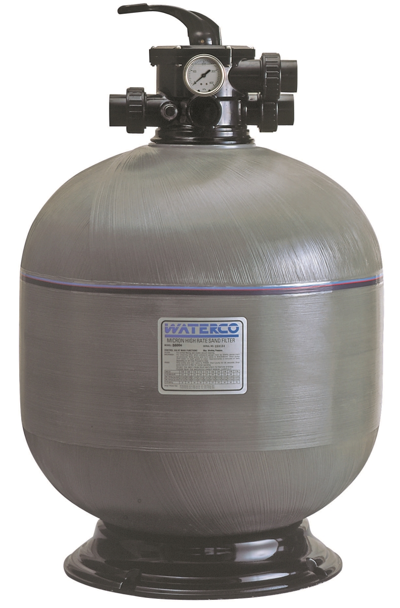2201244A 24 in. 50 PSI S600 Micron Filament Wound Sand Filter with 1.5 in. Bulkhead Connection & 228042 Multiport Valve
