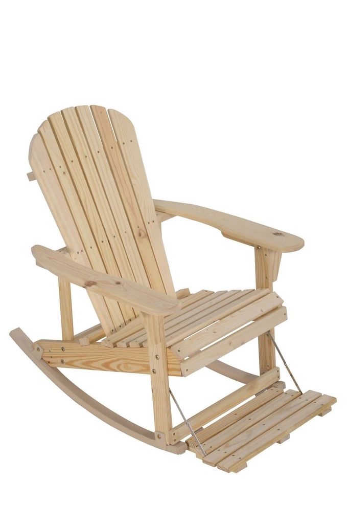 Zero Gravity Collection Adirondack Rocking Chair with Built-in Footrest, Natural