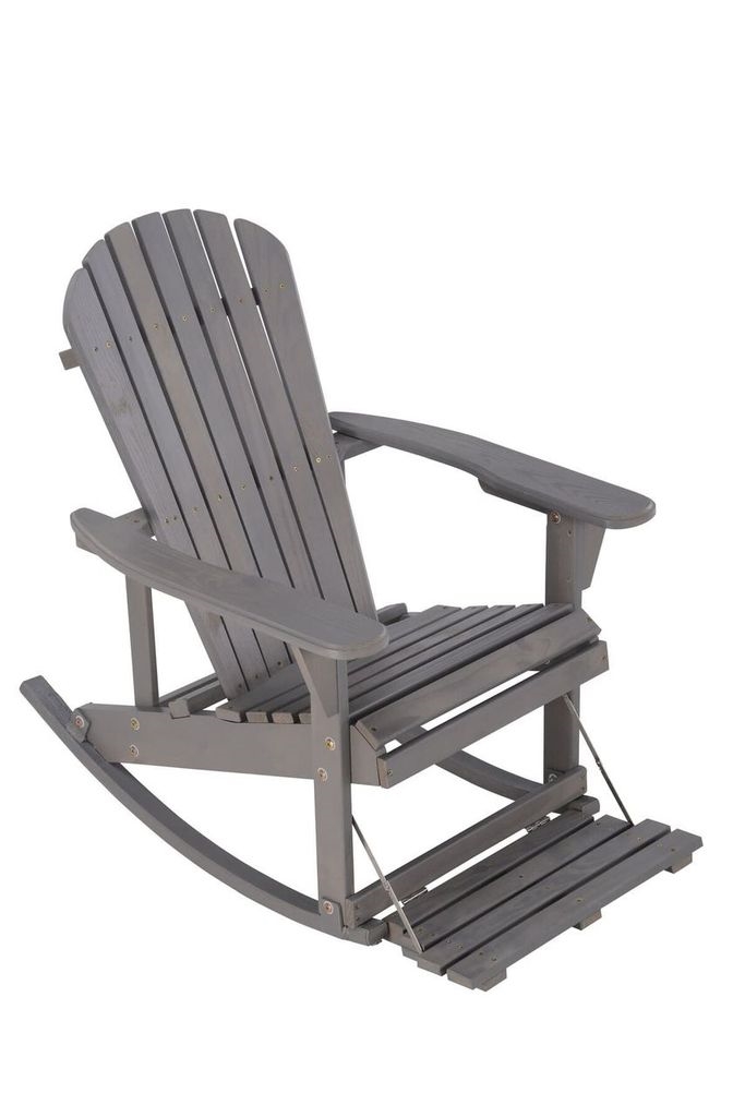 Zero Gravity Adirondack Rocking Chair with Built-in Footrest, Dark Gray