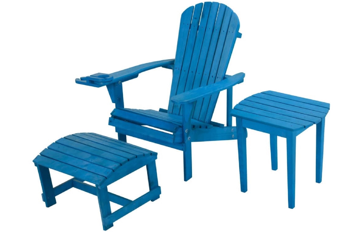 6 in. Earth Adirondack Backyard Chair with Phone & Cup Holder, Sky Blue