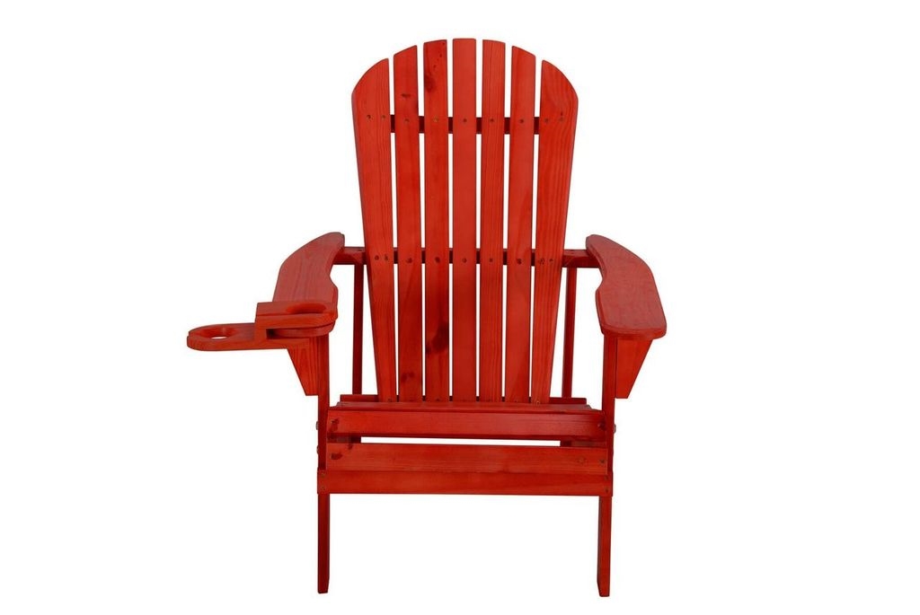 Earth Collection Adirondack Chair with Phone & Cup Holder, Red