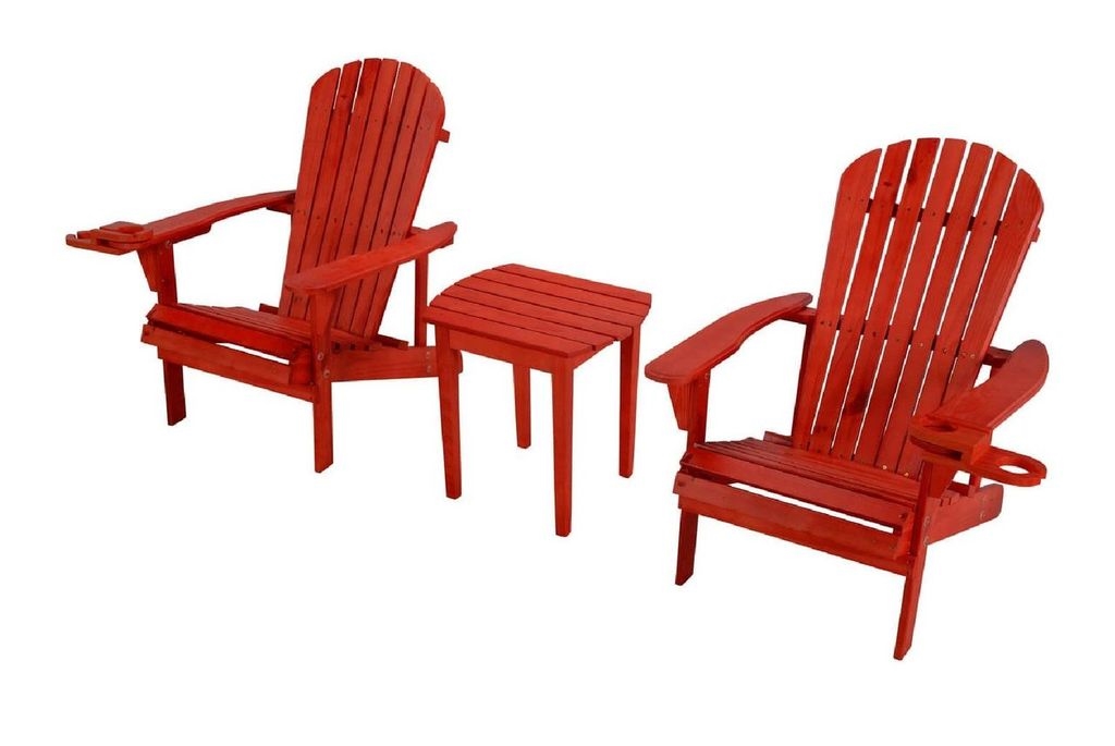 Earth Collection Adirondack Chair with Phone & Cup Holder, Red