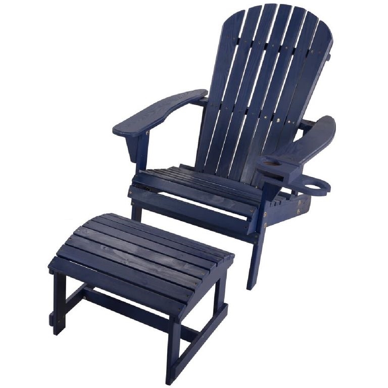 Earth Collection Adirondack Chair with Phone & Cup Holder, Navy