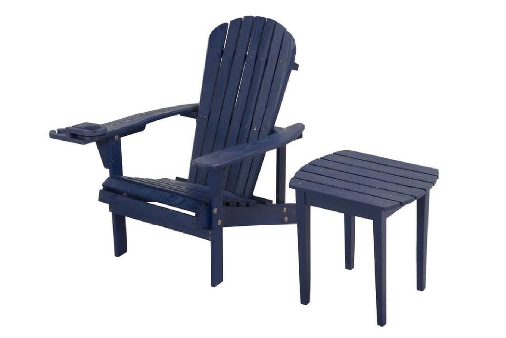 Earth Collection Adirondack Chair with Phone & Cup Holder, Navy Blue