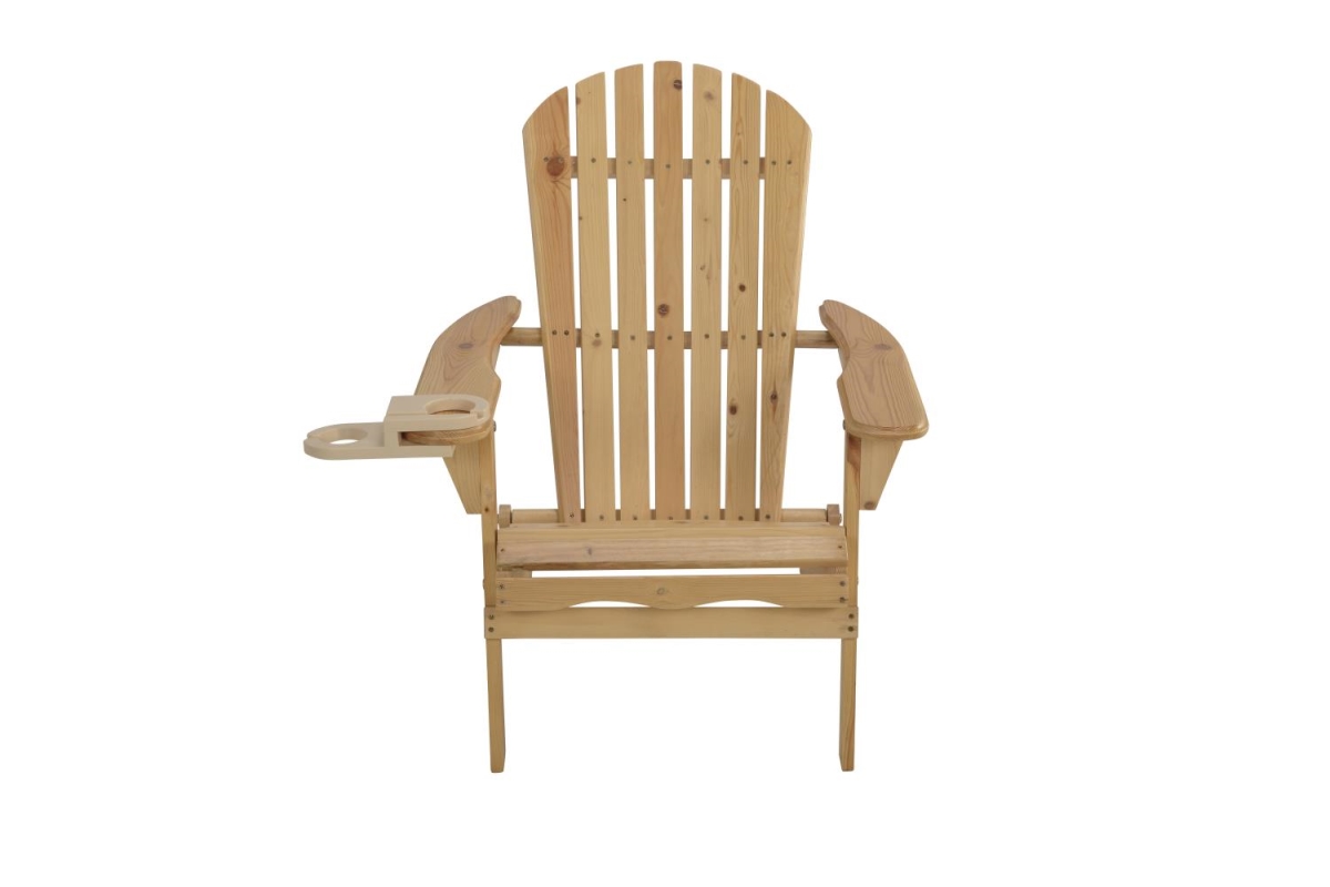 35 x 32 x 28 in. Foldable Adirondack Chair with Cup Holder, Natural