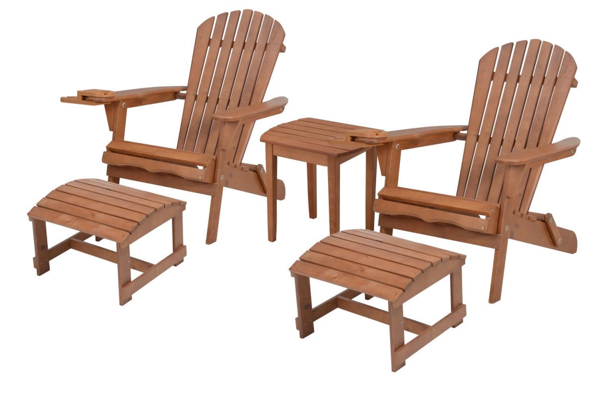 SW2136WNSET5 35 x 32 x 28 in. 2 Foldable Chair with Ottoman & 1 End Table, Walnut